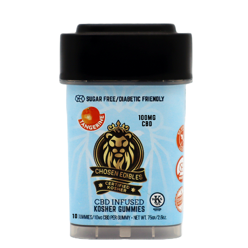Tangerine CBD 100 mg 10 pcs. Chosen Edibles Kosher Vegan Sugar Free